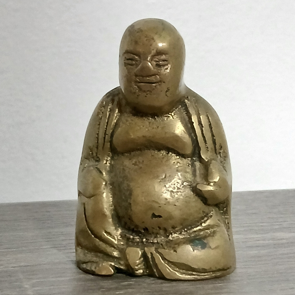 Vintage Mini Buddha Brass Figurine Metal Sculpture Buddhism Religious Meditation